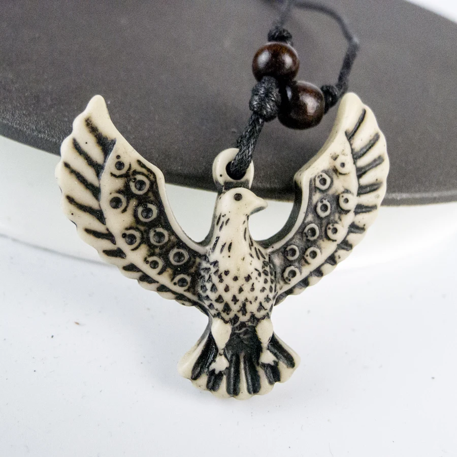 Phoenix Man\'s Pendant limitation Yak Bone Material Bone Art Necklace Pendant Vintage Men\'s adjustable Rope Necklaces #GZ211