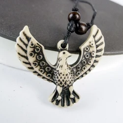 Phoenix Man's Pendant limitation Yak Bone Material Bone Art Necklace Pendant Vintage Men's adjustable Rope Necklaces #GZ211