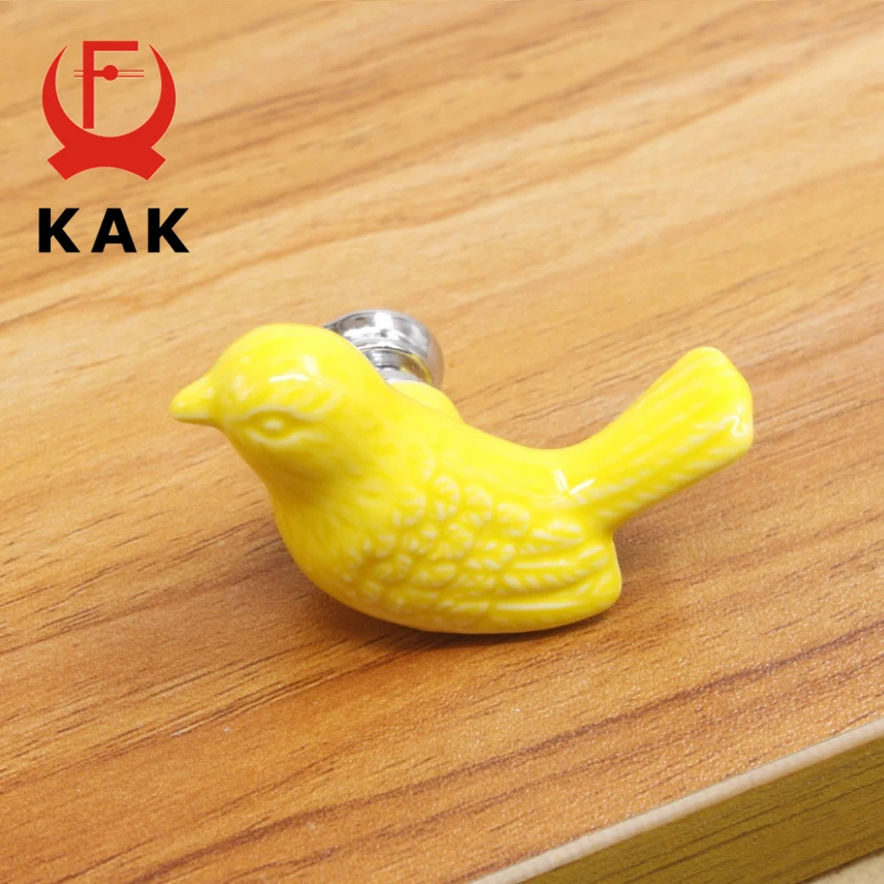 KAK Ceramic Peace Dove Drawer Knobs 3D Cartoon Bird Cabinet Cupboard Handles Novelty Creative Fashion Furniture Handles Hardware