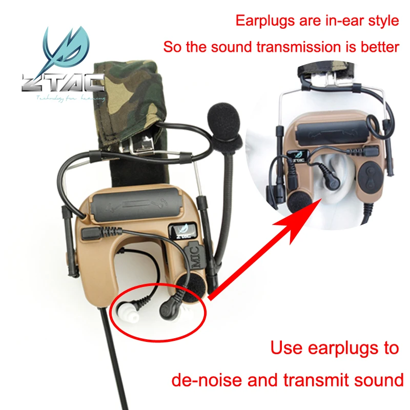 Z-TAC Earphone Element z tactical Comtac 4 Noise-canceling Airsoftsports Tactical Headphones Military Hunting Tactical Headset