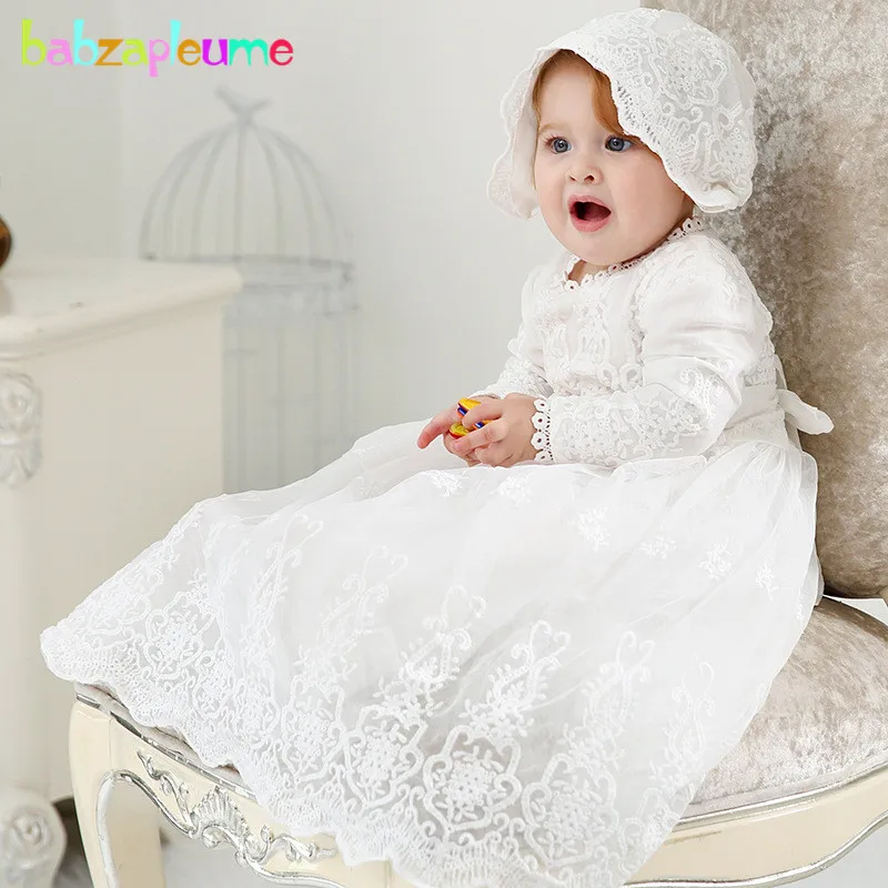 

2Piece 0-24Months Summer Newborn Baby Girls Princess Dresses+Hat Baptism 1st Birthday Outfit Christening Gowns Dress Set BC1389