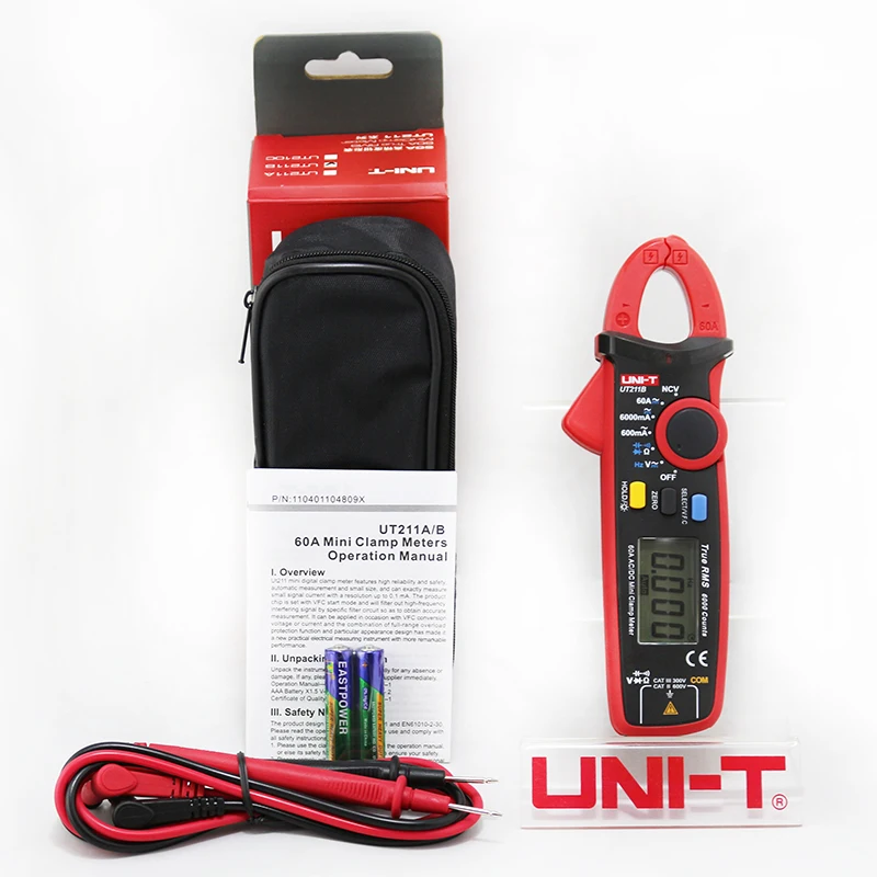 UNI-T UT211B Digital Clamp Multimeter AC DC 60A Current NCV Test Best Accuracy 20mA Zero Mode Cap Diode Ohm