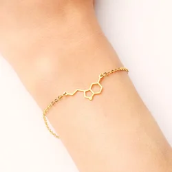 DOTIFI Stainless Steel Bracelet For Women Gold Color Erotonin Molecule Chemistry Geometric Lover's Engagement Jewelry