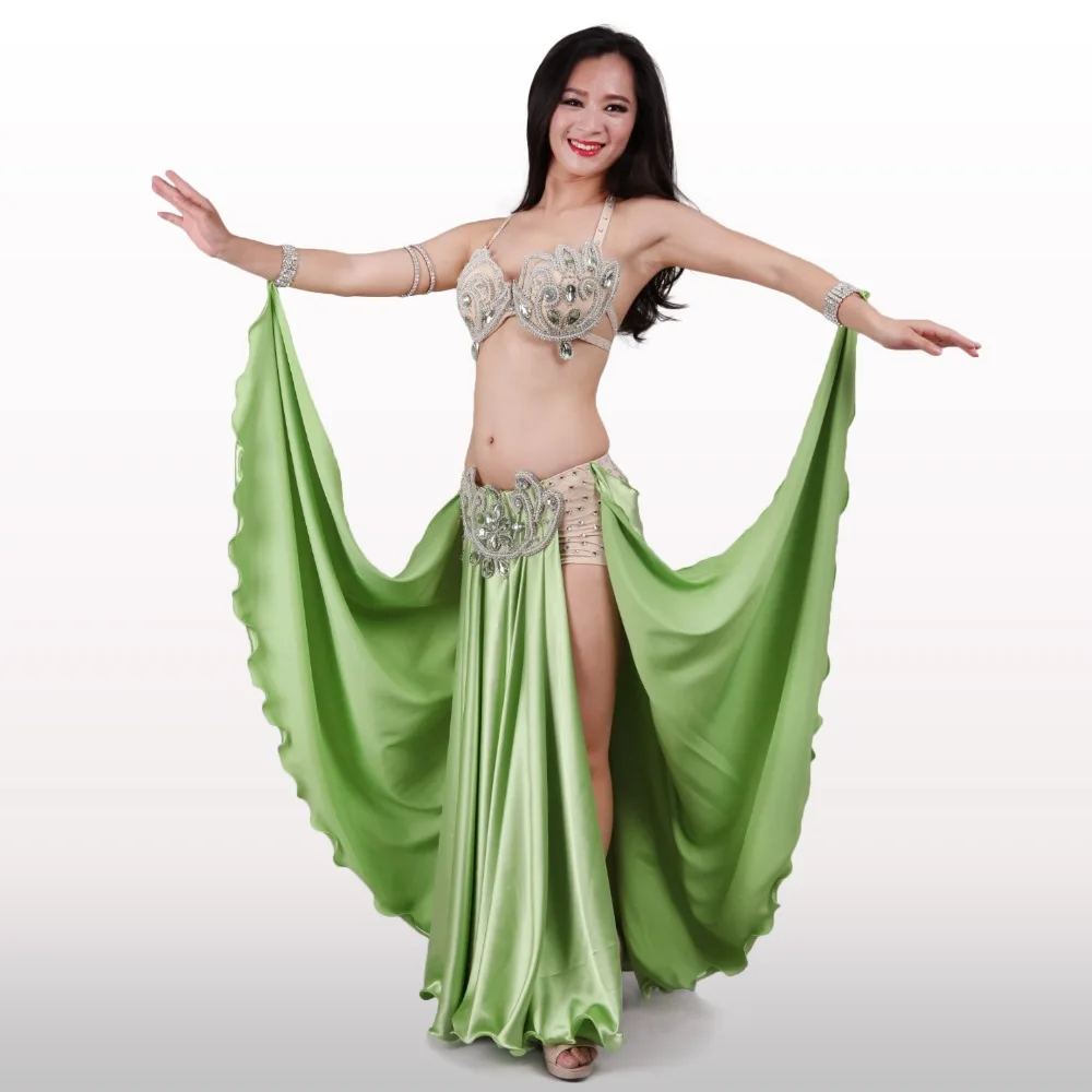 Performance Bellydance Clothes Outfit Hard Cup Maxi Skirt Professional Women Egyptian Belly Dance Costume Set with Under-shorts