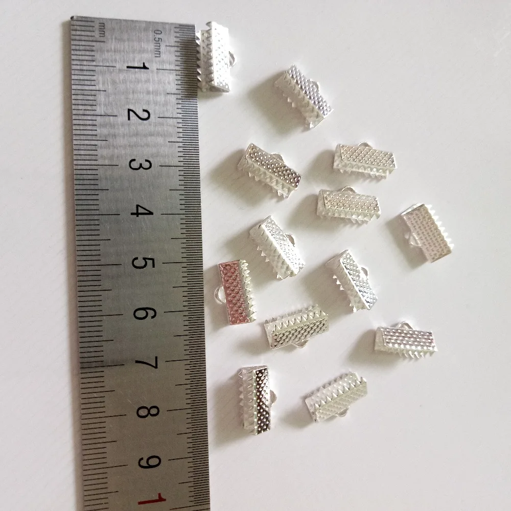 100pcs Crimp Beads Clasps Cord End Clips String Ribbon Leather Clip Foldover Necklace Bracelet Connectors For DIY Jewelry Making