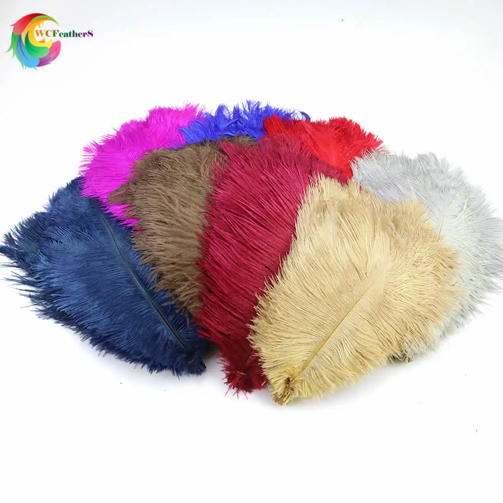 

50pcs/lot Dyed Colorful Natural Ostrich Feather 25-30cm DIY Wedding Party Decoration Accessories plume 12 Colors for Select