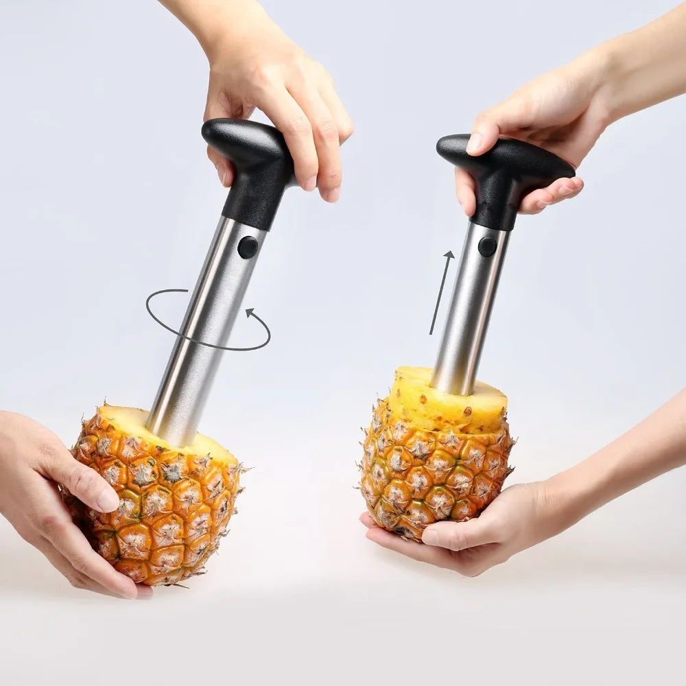 LMETJMA Premium Pineapple Corer Stainless Steel Pineapple Corer Slicer Thicker Premium Peeler Cutter Kitchen Gadget KC0243