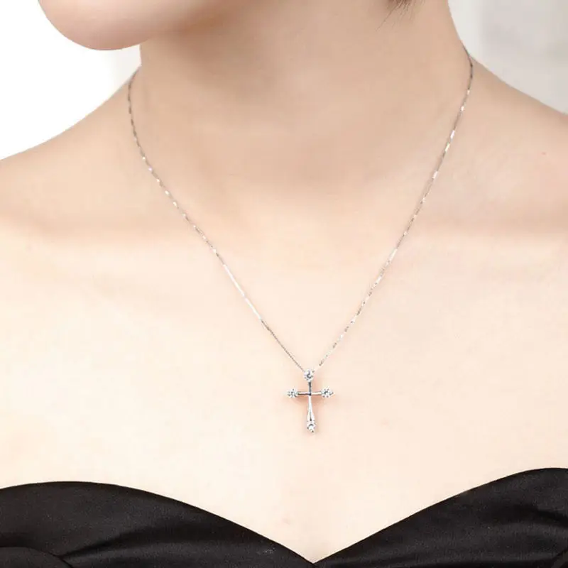 Fashion Womens Elegant Cross Crystal Pendant Charm Necklace Jewelry Gifts