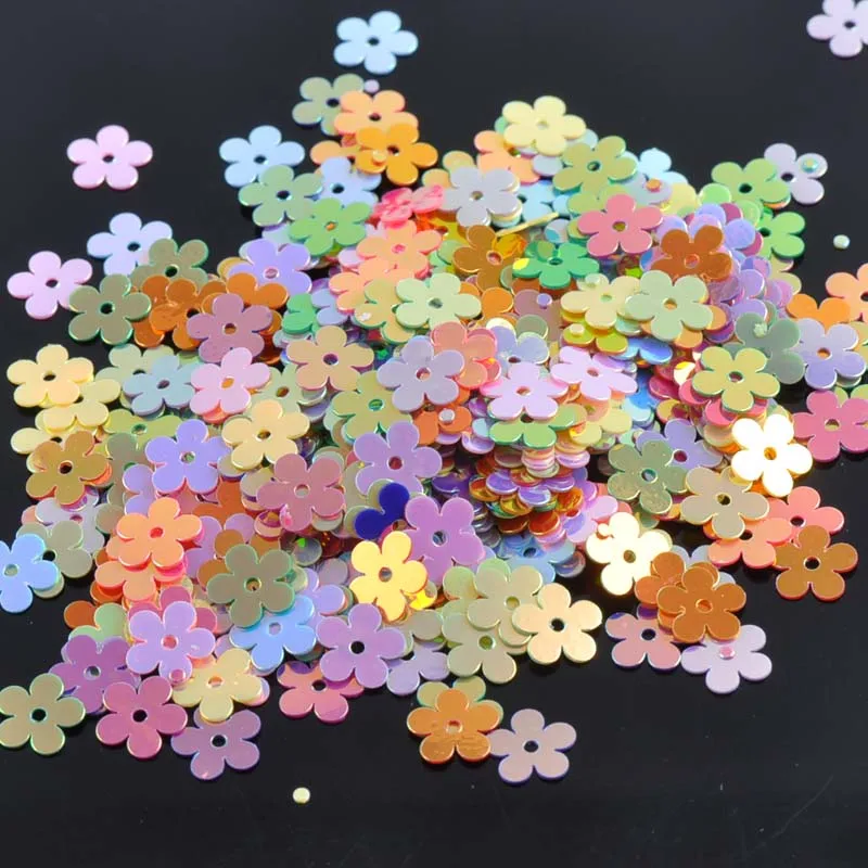 10g Flat Rainbow Flower Loose Sequins Multicolor Paillettes Sewing Craft Children DIY Accessories about 7mm  CP0812