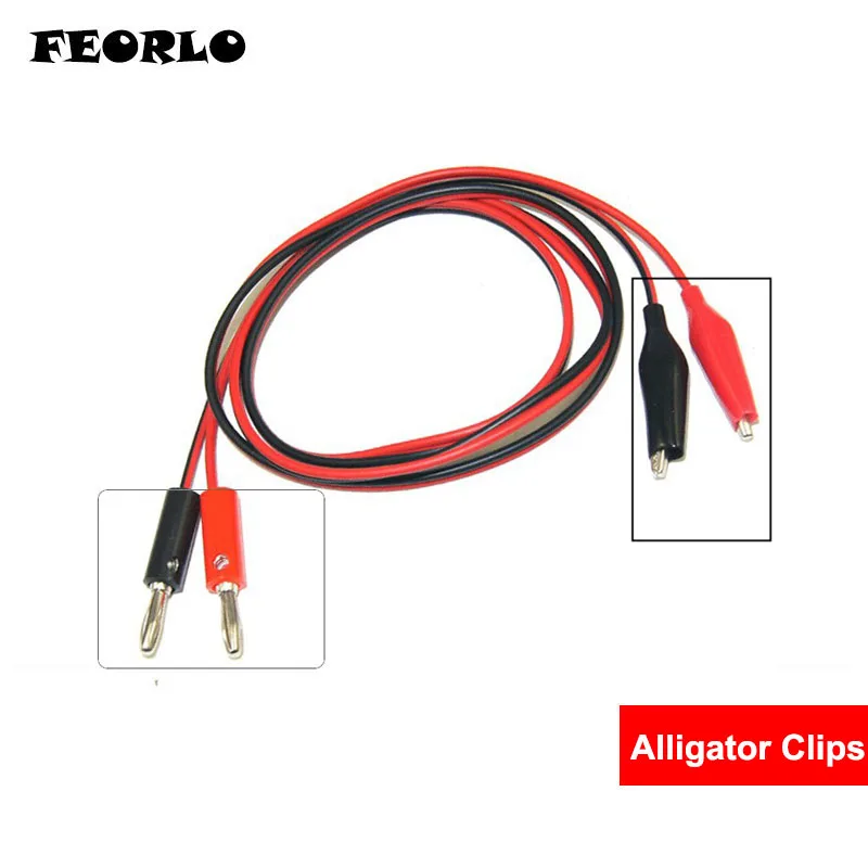 FEORLO 5pair Alligator Clips Electrical DIY Test Leads Double-ended Crocodile Clips Banana Connector Oscilloscope Probe Cable