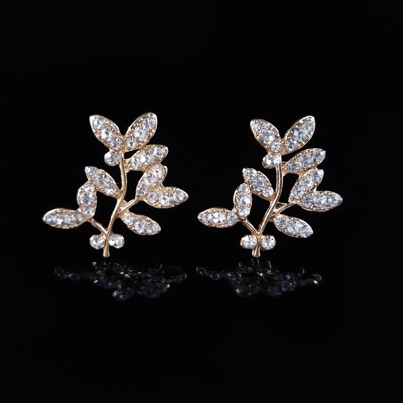 2018New 100Pcs Rhinestones Branch Leaves Button for DIY Bridal Hair Accessories and Wedding Clothes Decoration HZ454