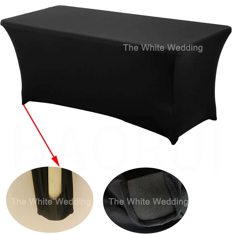 White Spandex Lycra Home Kitchen Dining Table Linen Cloth Dj Wedding Tablecloths For Rectangular Table 4ft 6ft 8ft