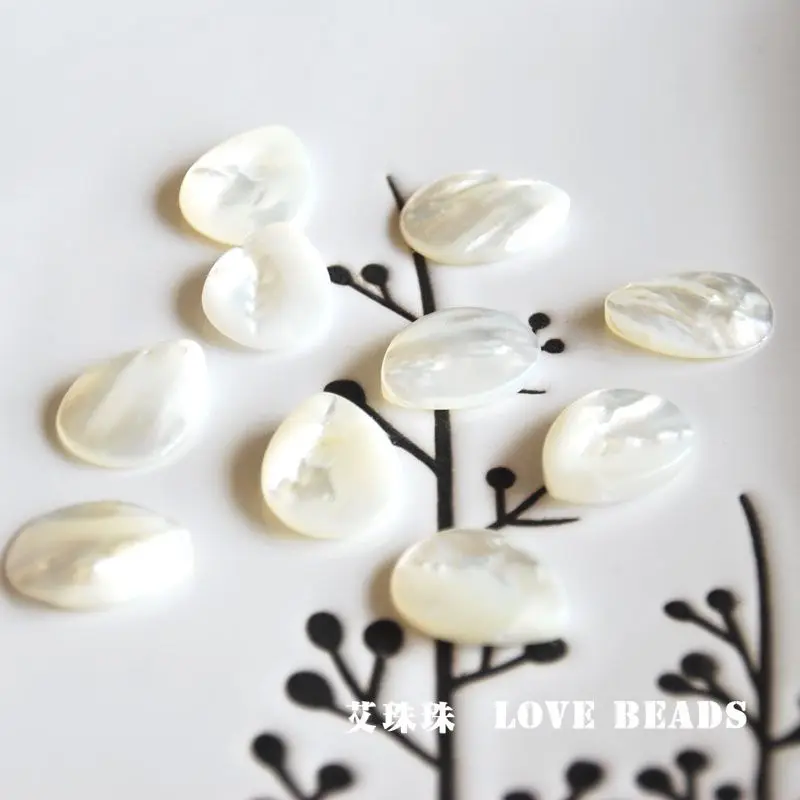 natural wholesale 6pcs/lot 15x20mm waterdrop flower pedal shape white MOP mother of pearl jewelry making DIY for women