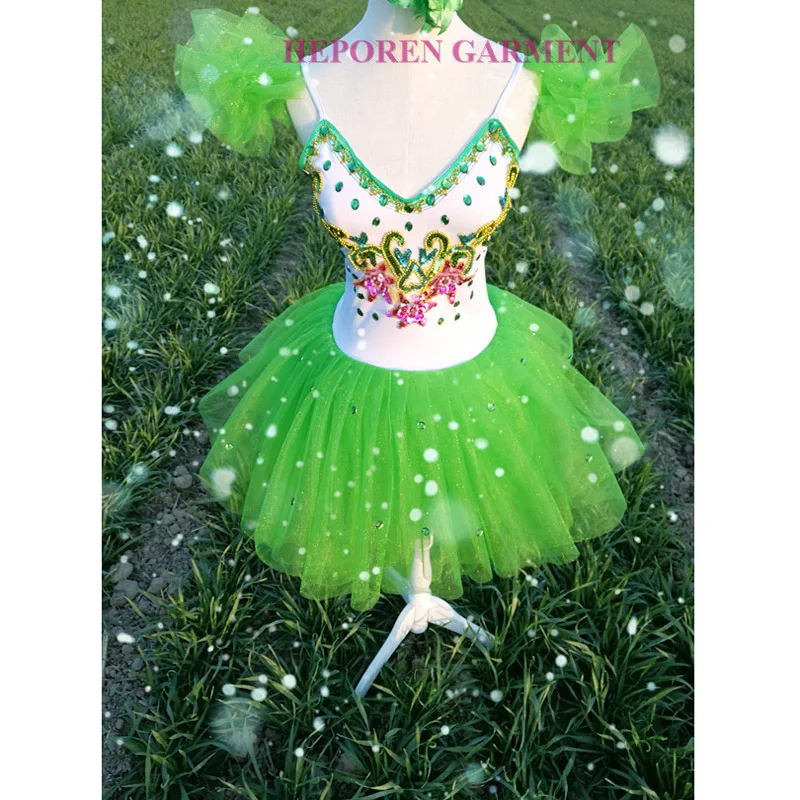 

Nice Green Diamond Ballet Dresses For Adult Or Children,Appliqued Green Ballerina Dancing Short Ballo Tutus Drop Shipping