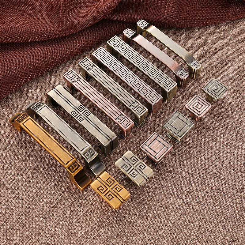 AOBT Chinese Antique Kitchen Cabinet Storage Res Bronze Handles Closet Dressers 96mm Wardrobe Cabinet Door Drawer Pulls Handle