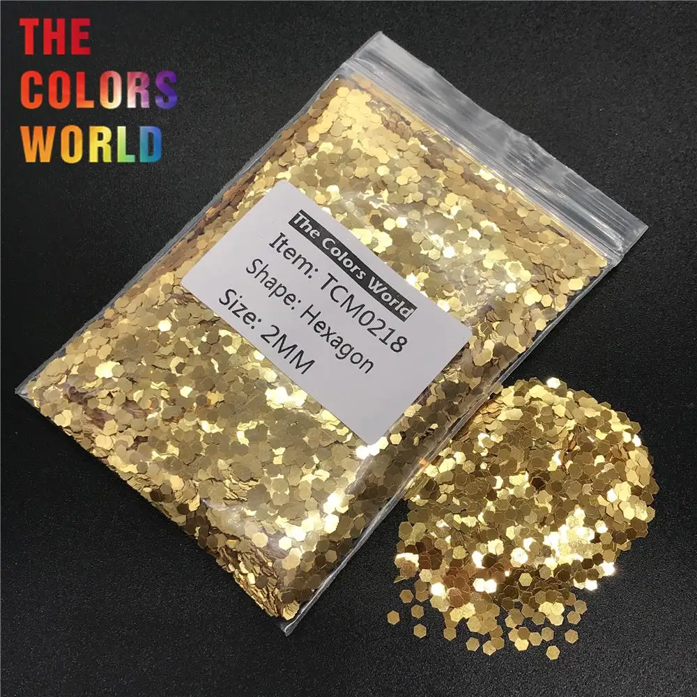 TCM0218 Gold Color Metallic Luster Hexagon Shape Nail Glitter Nail Art Decoration Makeup Face Paint Henna Handwork Material DIY