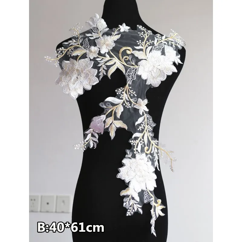 Stickerei-Spitzenapplikation zur Dekoration von Hochzeitskleidern, DIY-Kleidungszubehör, kann zur Hochzeitskleiddekoration verwendet werden, neue Mode. – Detail 4