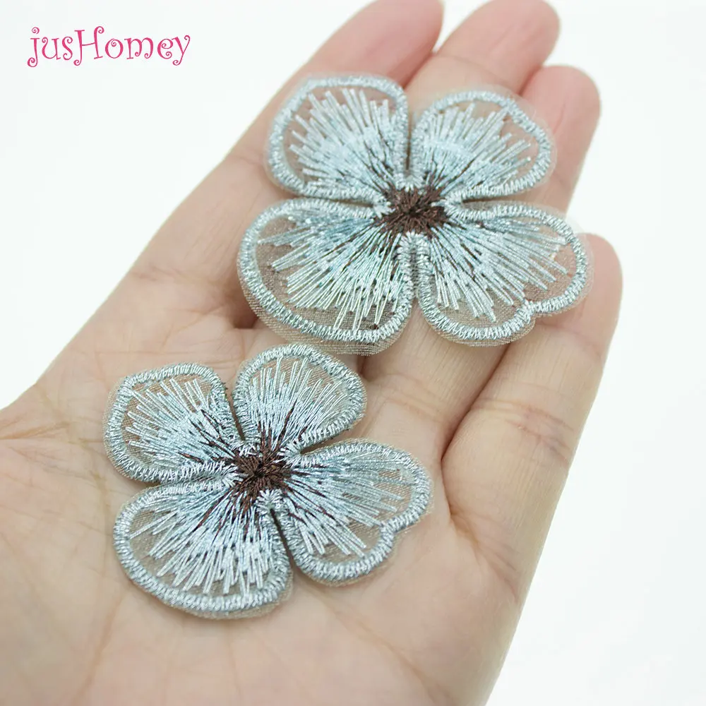 40PCS/lot Embroidery Lace Four Petals Appliques Gradient Translucent Single layer for Hair accessories,Garment Embellishment