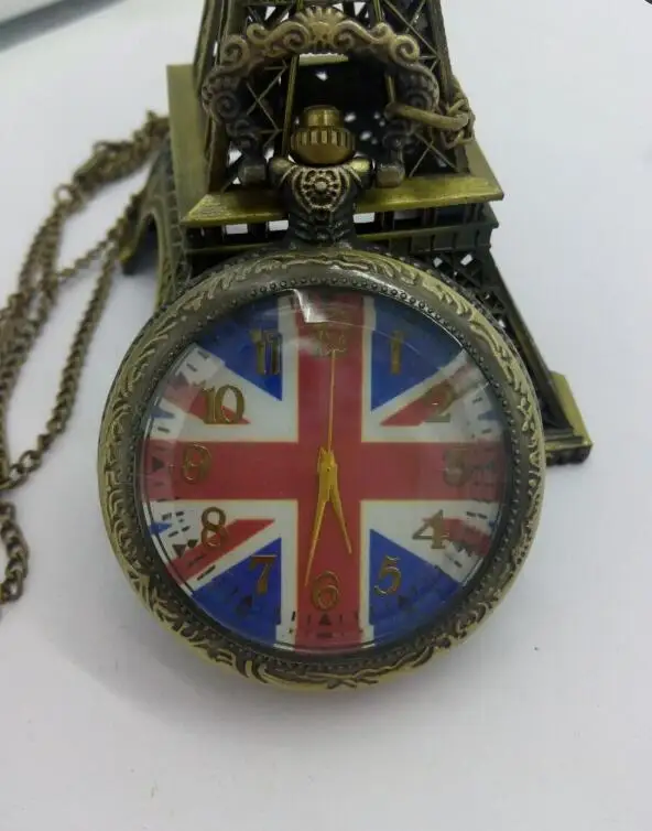 Retro process large quartz England British flag London Court watch fashion quartz pocket watch Wholesale 10 PCS