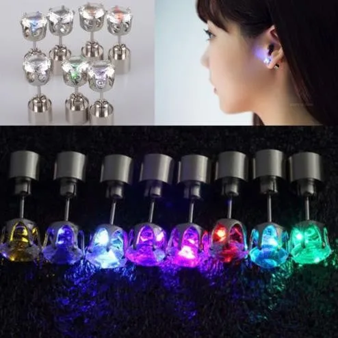 Christmas party light up crystal earrings men women kids dance club LED Luminous Stud Flash Earrings festive event props gift