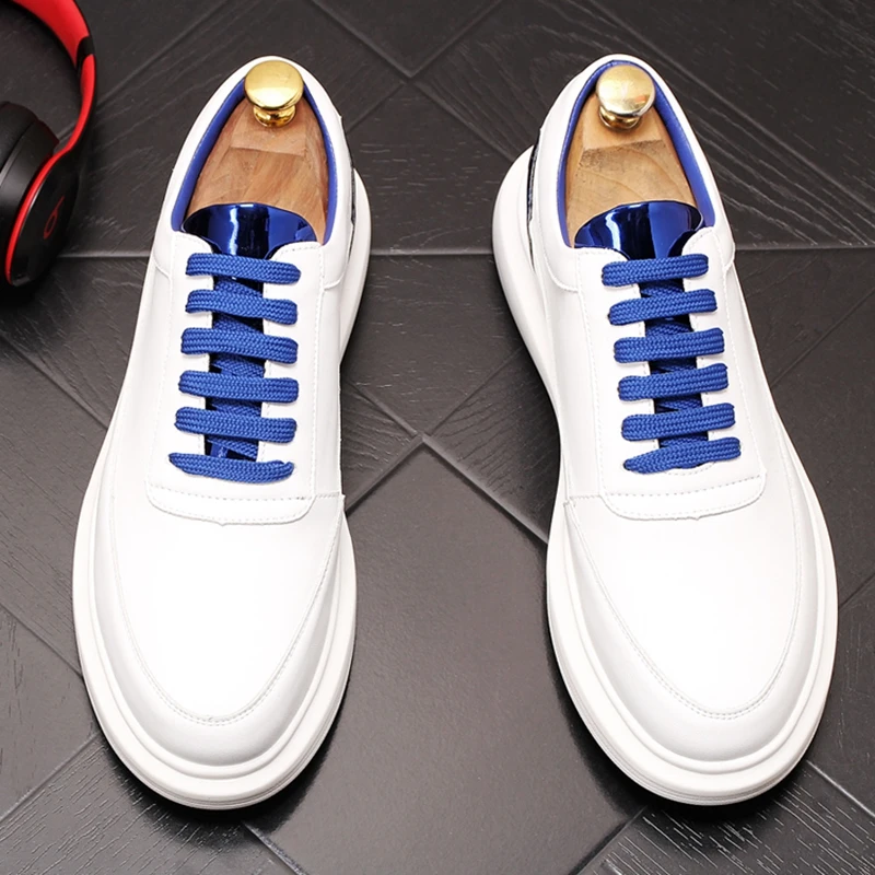 Stephoes New Men Fashion Casual Shoes Summer Leather Youth Trending Breathable White Shoes Male Thick Bottom Leisure Sneakers