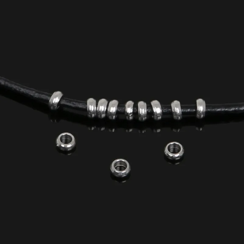 60-300pcs Stainless Steel Spacer Oblate Beads for hole size 1.5/2/3/4/6/7mm for Fashion Necklace Bracelet Making