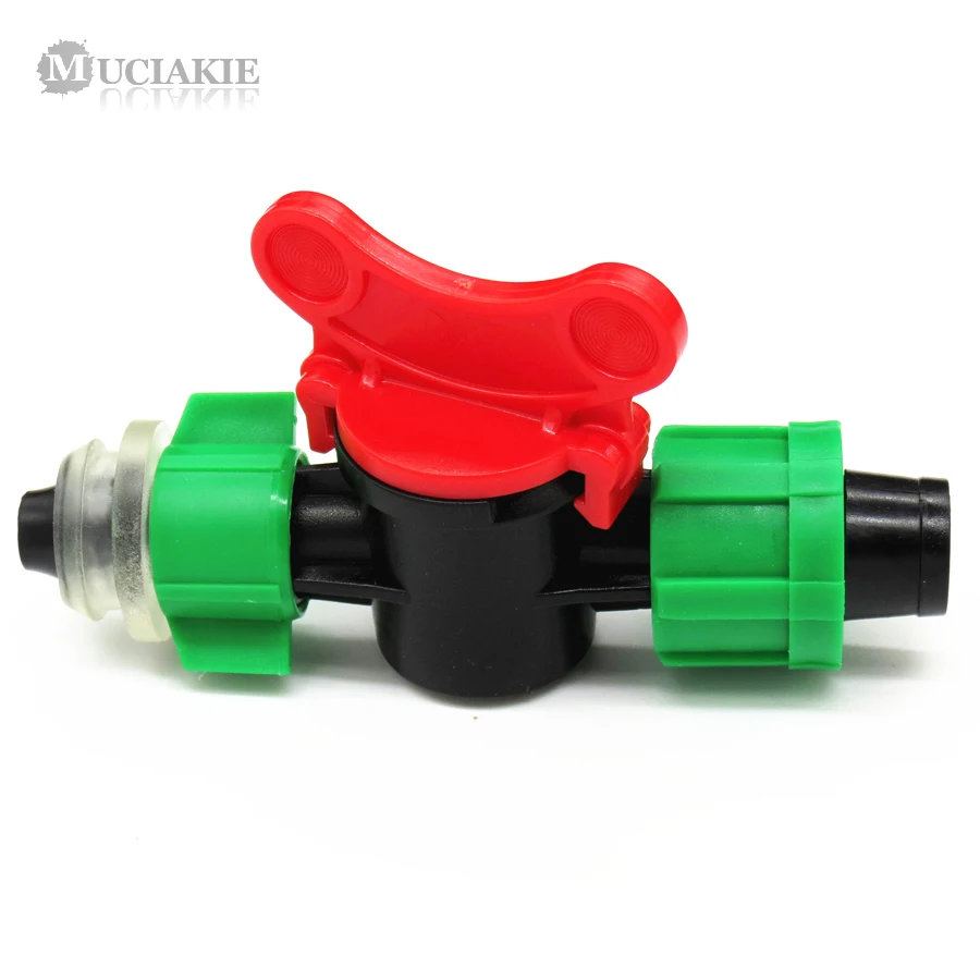 MUCIAKIE 5PCS DN16 Valve Switch Double Locks for Connecting Irrigation Drip Tape PE PVC Pipe Tube Barbed By-pass