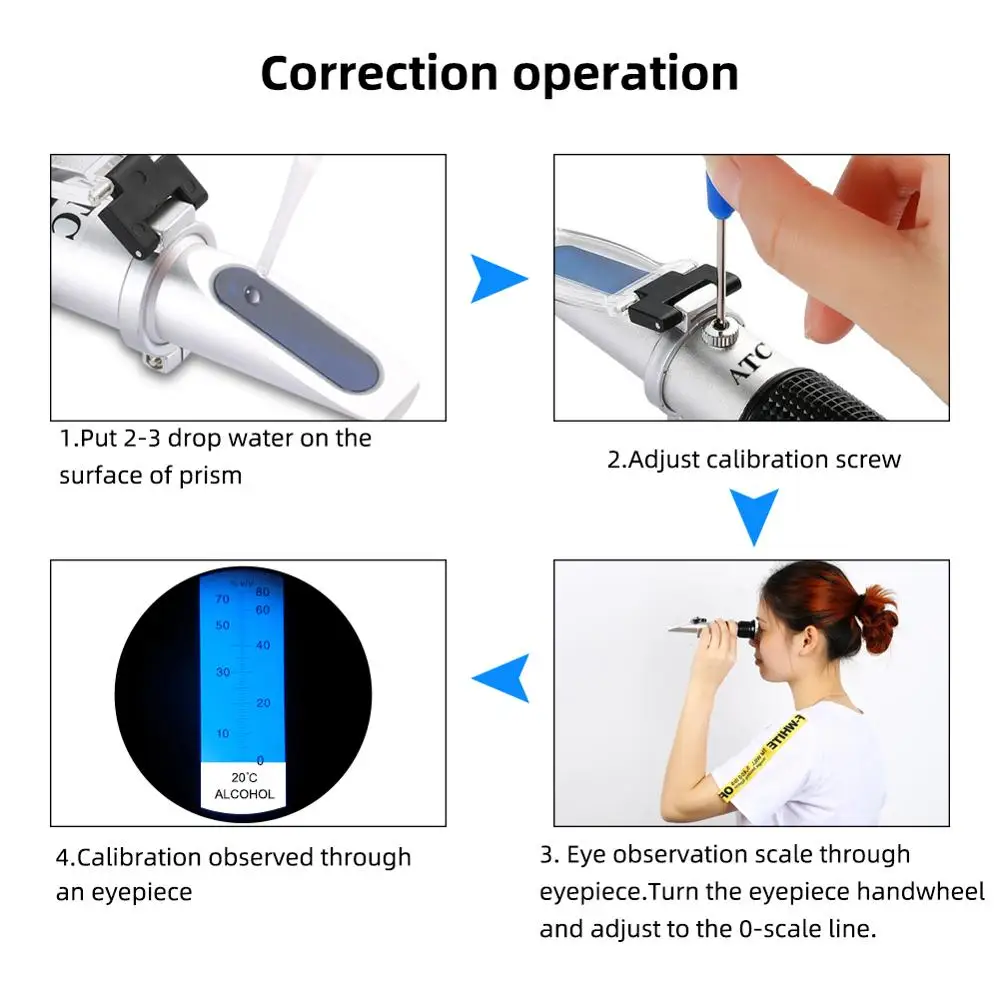 yieryi 0-80 Alcohol Refractometer Concentration Detector Of Liquor Alcohol 0-80% v/v