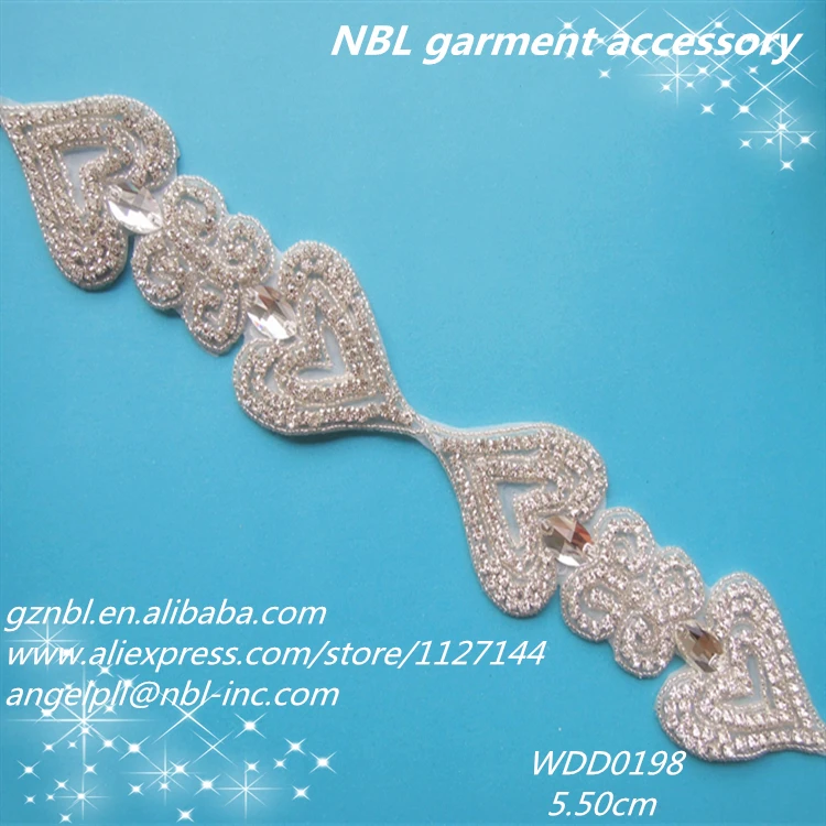 

10 yards wholesale bridal rhinestone beaded trim applique iron on for wedding dress WDD0198