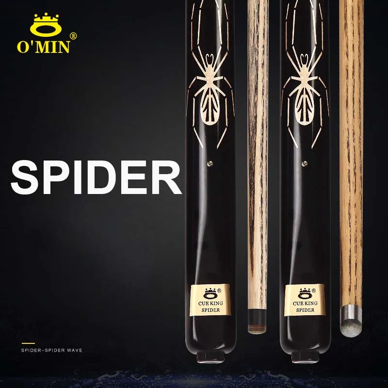 

O'Min SPIDER Handmade One Piece Snooker Cues Stick with Aluminium Snooker Cue Case Set 10mm 11.5mm Tips China