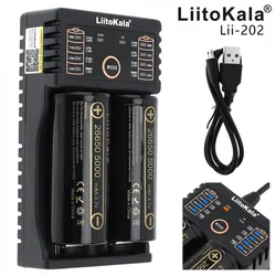 LiitoKala Lii-202 ładowarka 2 szt. HK LiitoKala Lii-50A 26650 5000mah akumulator do latarki, rozładowanie 40-50A