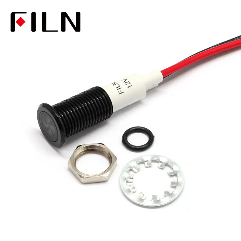 FILN 10mm Car dashboard fan symbol led red yellow white blue green 12v led indicator light with 20cm cable