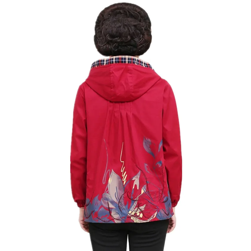 UHYTGF Mother Hooded Jackets Women Short Jackets Coat Casual Famale Big Size Outerwear Spring Autumn Windbreaker Female Top 197