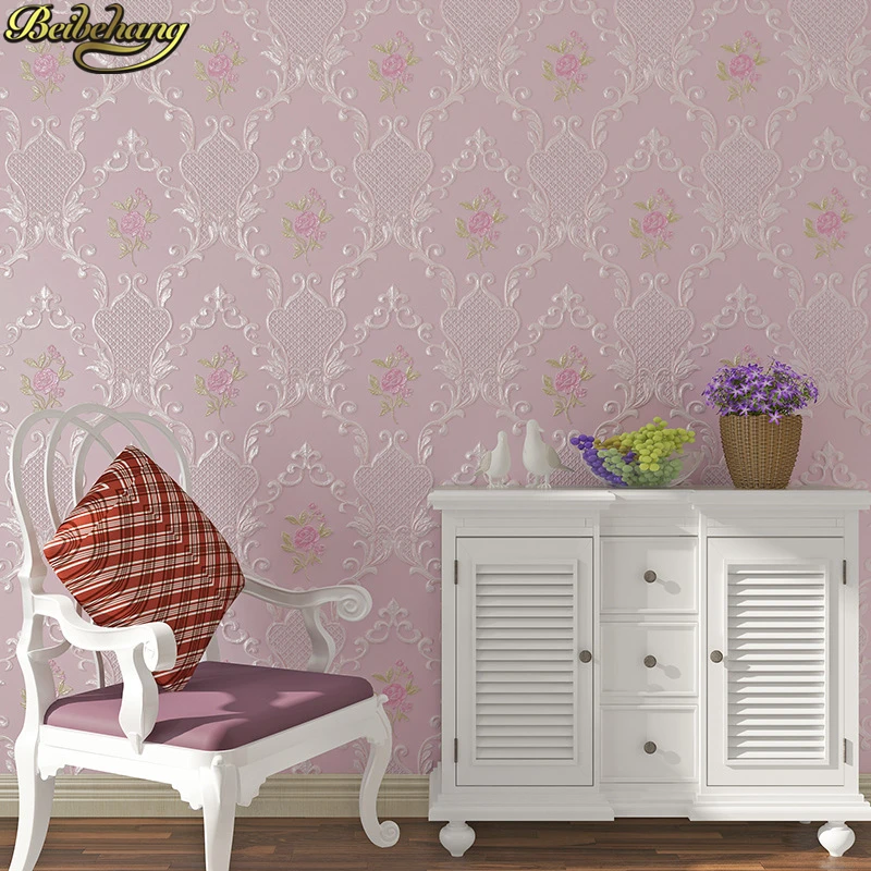 beibehang Pastoral European pink beige green Flowers wallpaper for walls 3 d wallpapers for living room decoration TV background