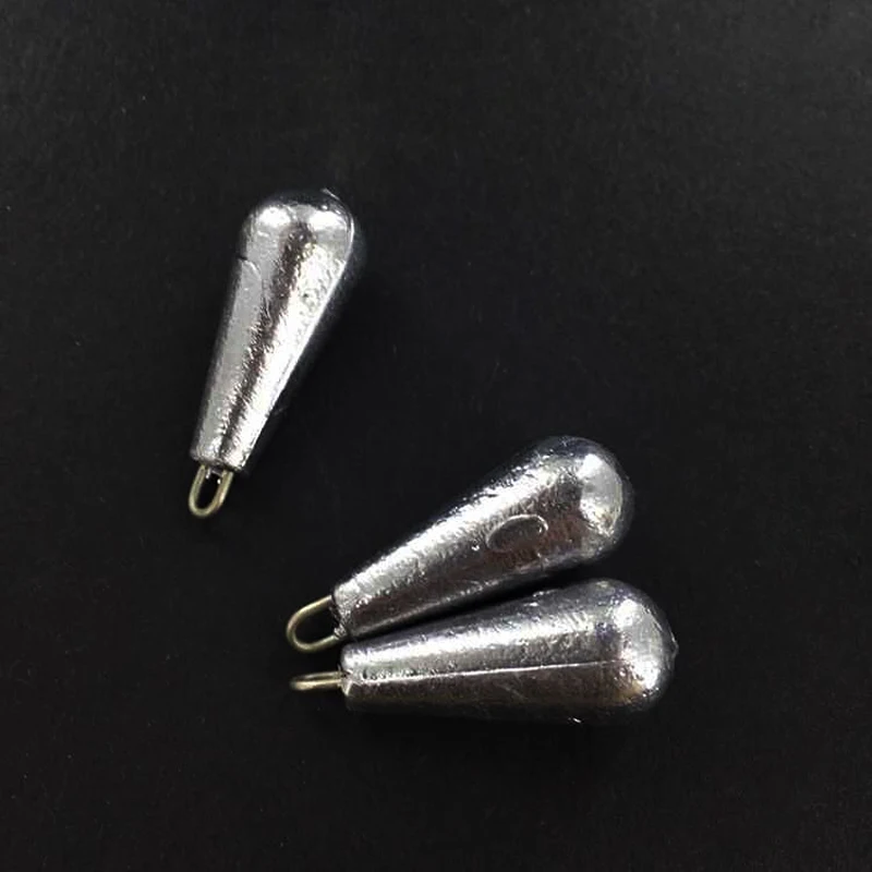 20Pcs Lead Sinkers for Fishing Sinkers Slip Sinker Pole 10-100g Water Drop Lead Weight Tackle Pendant Embedded Connector Ring