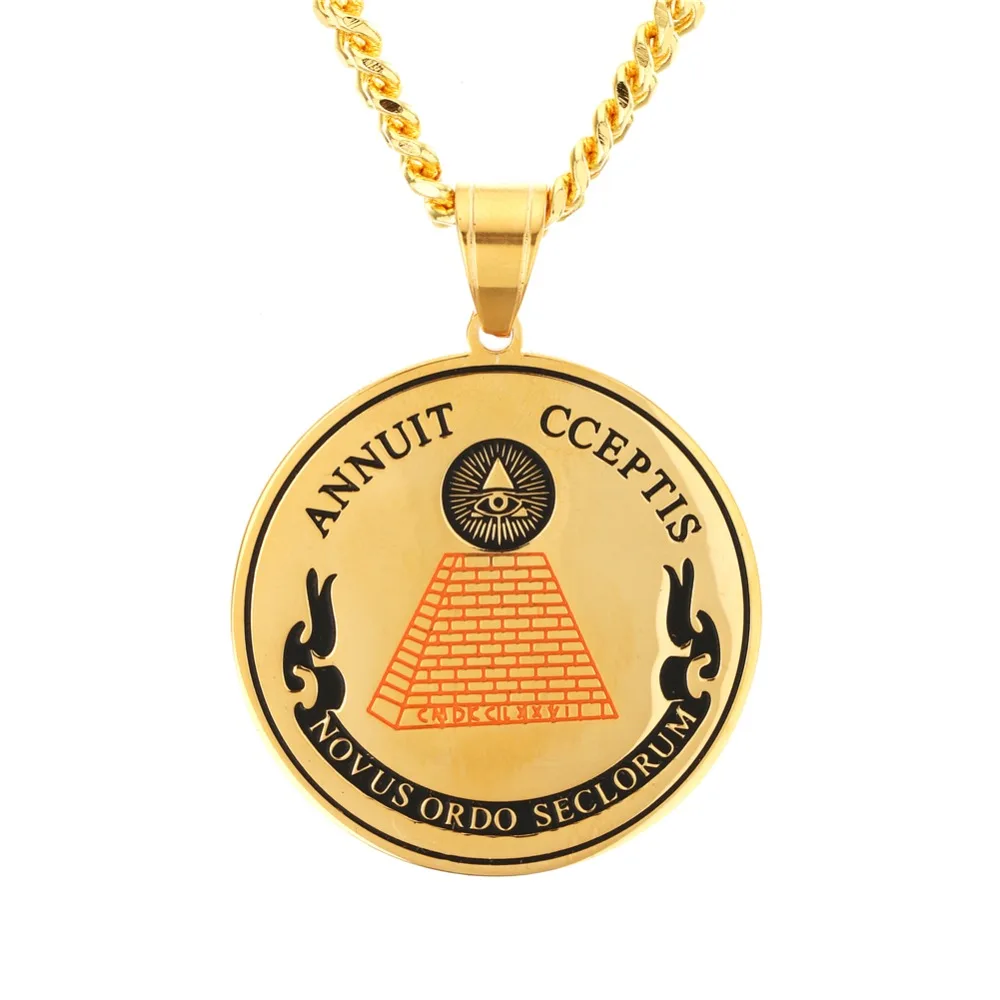 Annuit Coeptis Pendant Egypt Pyramid Necklace Eye of Providence Masonic Illuminati Masonic Sign Jewelry Sacred Geometry Necklace