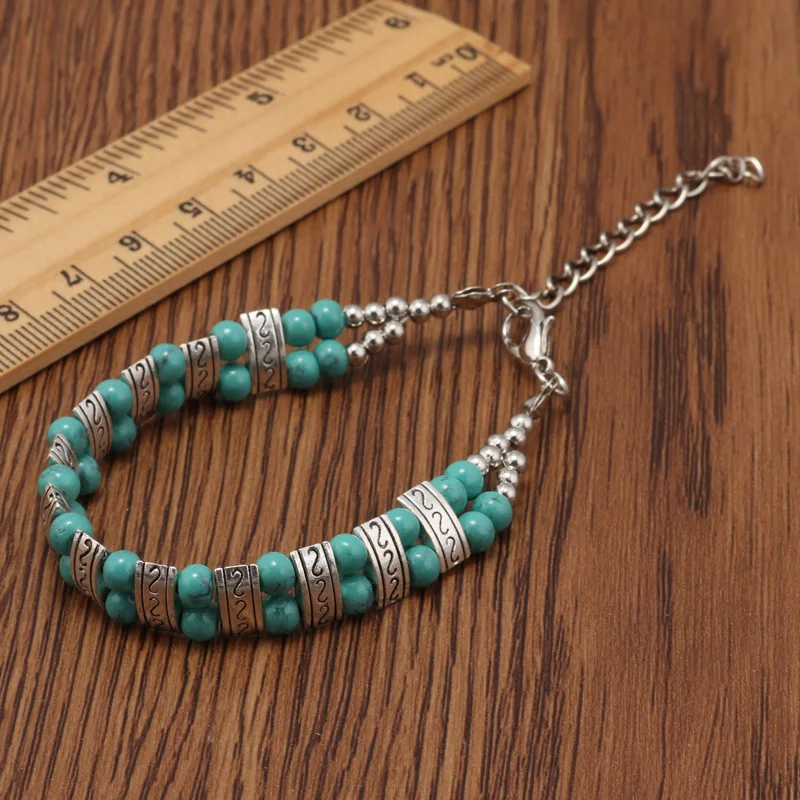Aihua Maxi 2 Layers Carved S Shape Natural Stone Beads Bracelets & Bangles for Women Vintage Boho Bijuterias