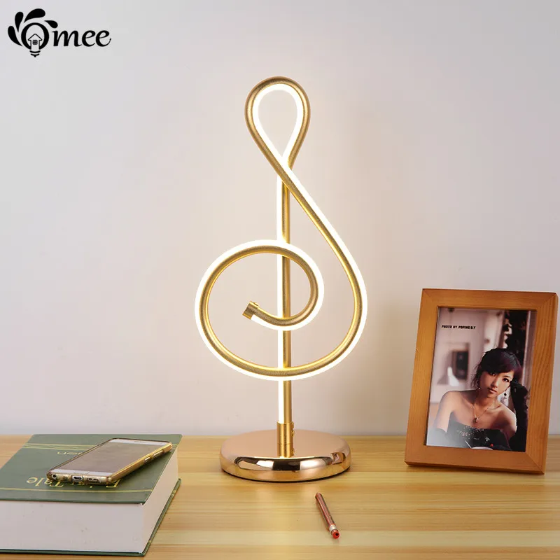 Modern Art Deco Musical Note LED Table Lights , Gold White Study Desk Lamp Changeable Color Lighting Three Emitting Light Color