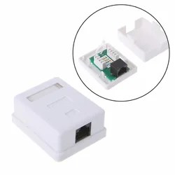 Cat6 RJ45 8P8C Wall Coupler Jack Adapter UTP Unshielded Single Port Desktop Mount Box White