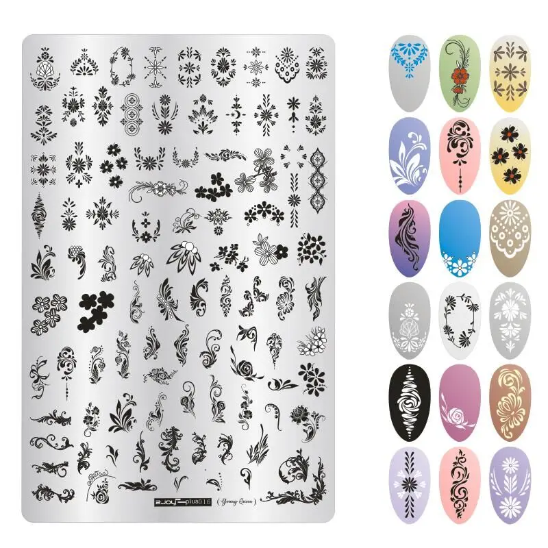 9.5*14.5cm Stainless Steel Template Flower Pattern Rectangle Nail Stamping Template Manicure Nail Art Stamp Image Plate