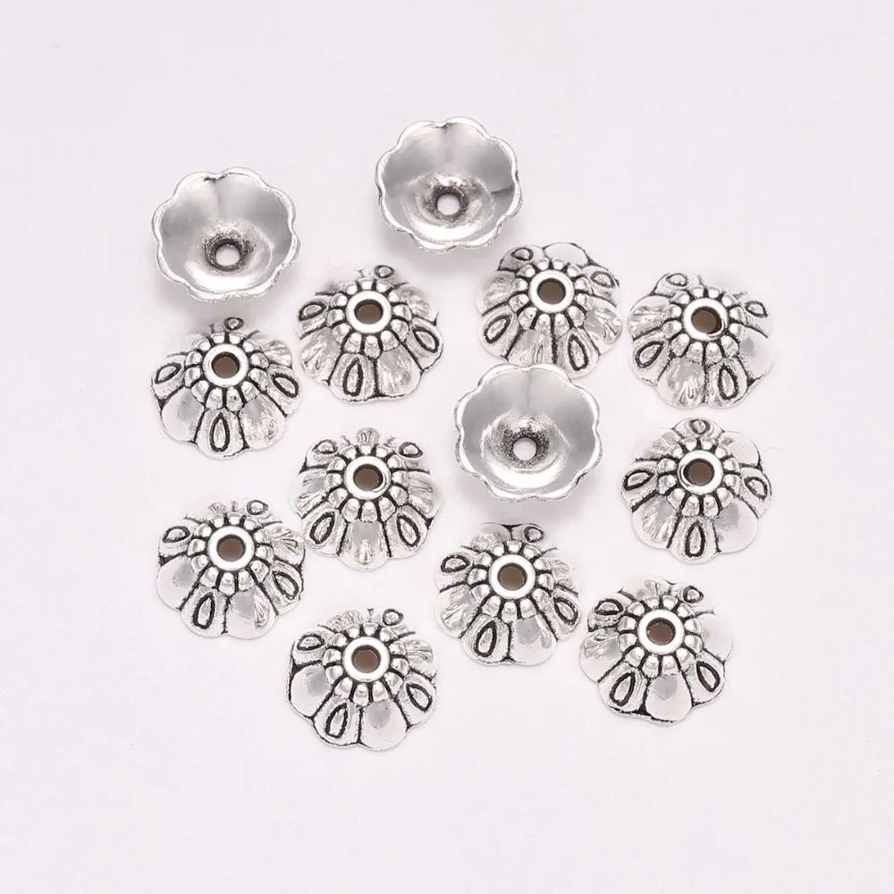 

20pcs/Lot 9mm 8 Petals Antique Carved Flower Metal Bead End Caps For Jewelry Making Findings Needlework Diy Accessories