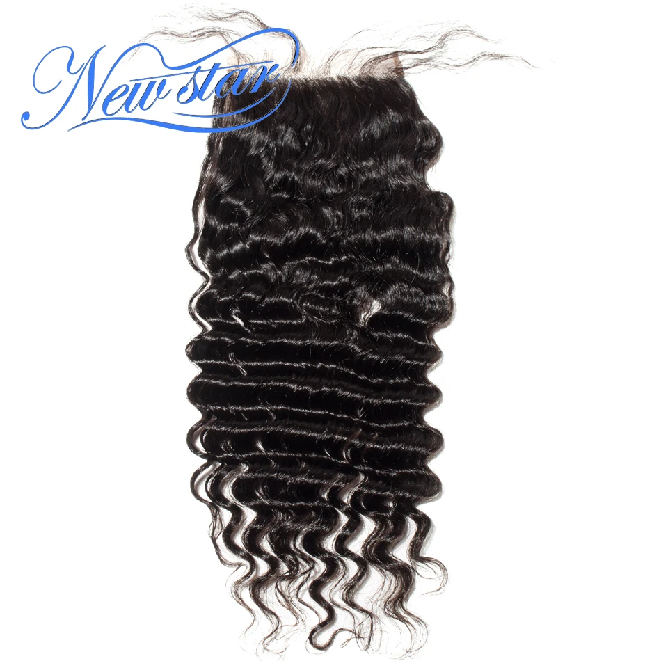 

New Star Brazilian Lace Deep Wave Free Part Closure Medium Brown 4x4 Swiss Lace Natural Color Virgin Human Hair Free Shipping