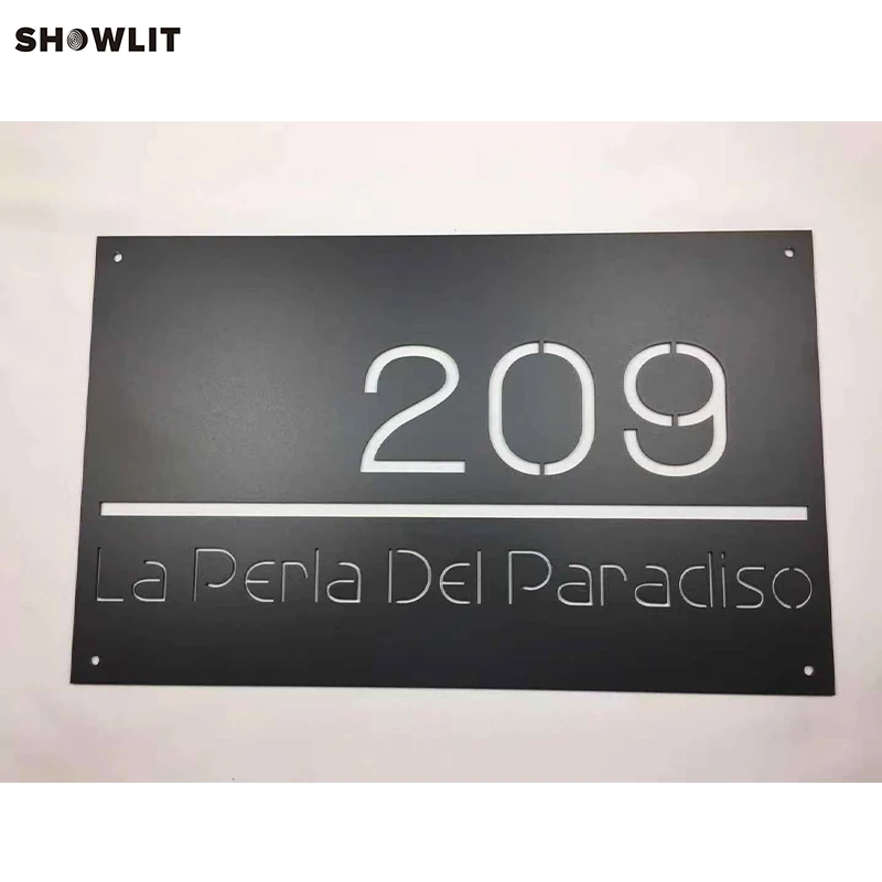 Rectangle Custom House Number Door Sign with Family Name