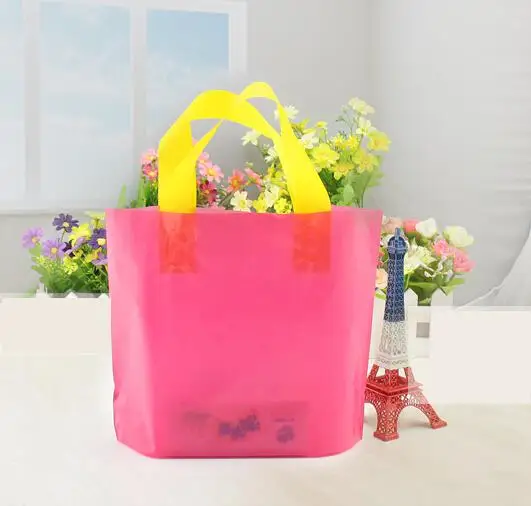 100pcs/lot Small Plastic Bag 25*20cm Clothes Jewelry Packaging Gift Bags With Handle Big Plastic Shopping Bags