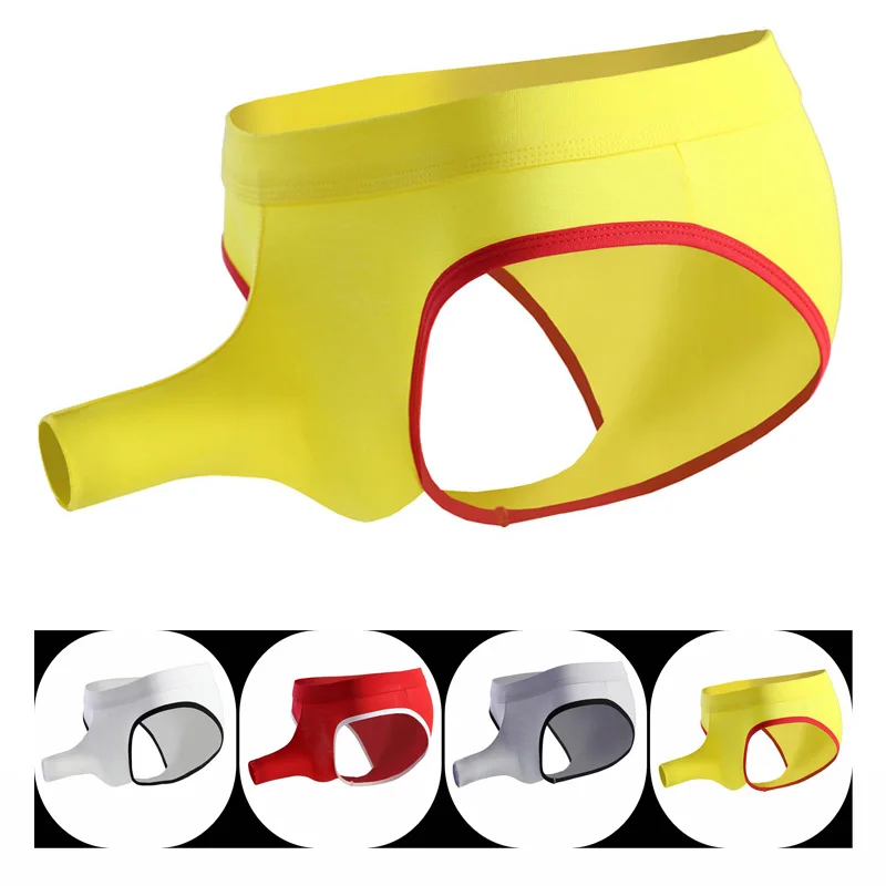 Calcinha plus size S-XL homens tanga jockstrap 2019 sexy roupa interior modal respirável manga aberta bolsa sexy