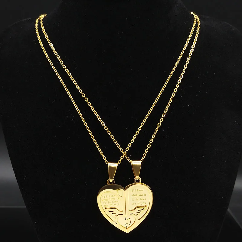 Fashion Stainless Steel Necklace for Women Men Gift Gold Color Heart Choker Necklaces Jewellery Valentine\'s Day Gift N756S01