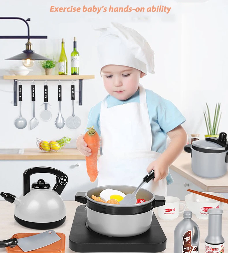 Baby Gifts Shining Kitchen Toy Pretend Play Toys Baby Cut Fruit Set Cooking Kitchen Boys and Girls 3-6 Years Kids Kitchen Set