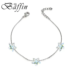 BAFFIN Simple Stars Beads Chain Bracelet Genuine Crystals From Austria Handmade Knots Lucky Bracelet Silver Color Jewelry