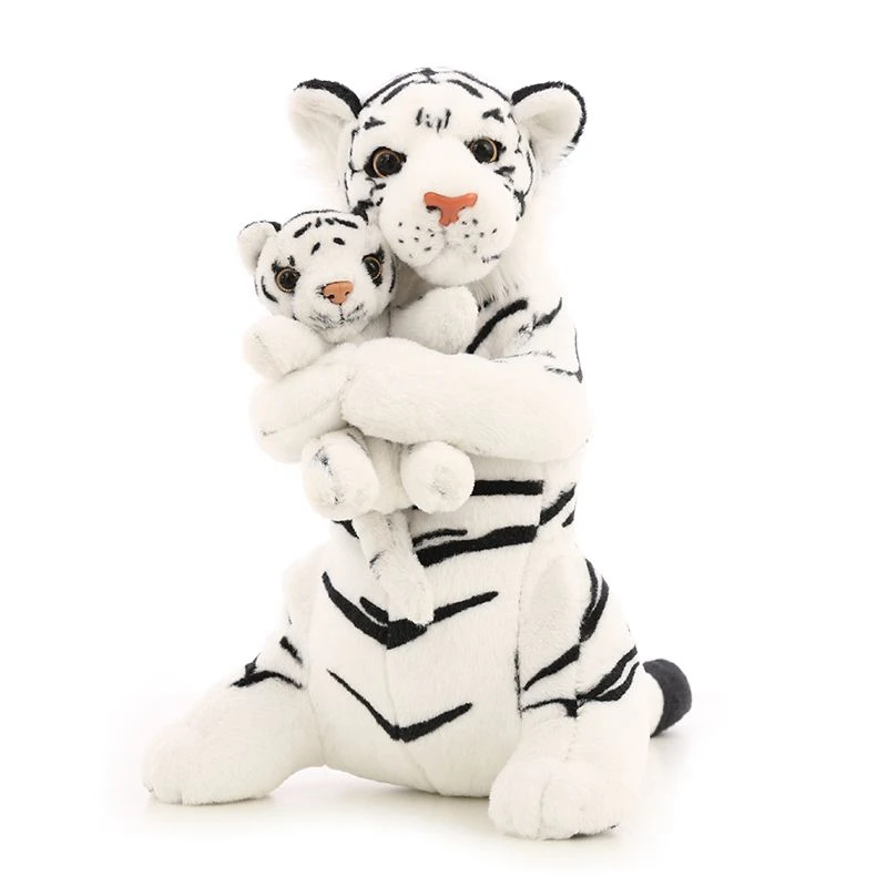 Dorimytrader Pop Soft Animal Tiger Plush Toy Stuffed Realistic Mom and Kid Tigers Doll Baby Sleeping Pillow Gift 48cm DY61888