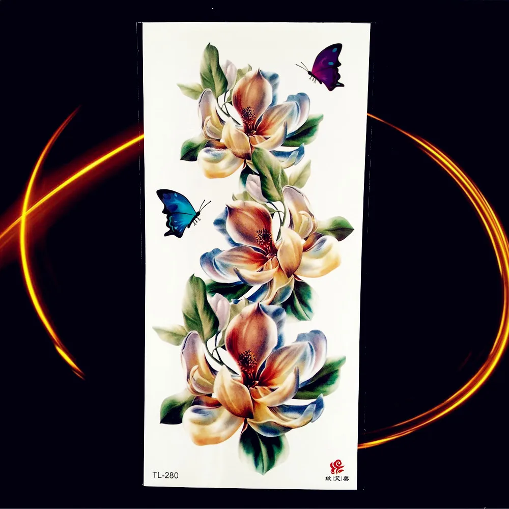 Sexy Lily Sweatpea Flower Temporary Tattoo Stickers For Women Body Art Arm Girl Waist Waterproof Tattoo Sleeve